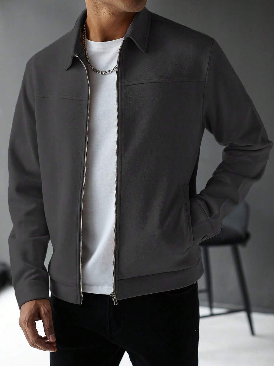 Schlichte Zip Jacke Herren Kragen Übergangsjacke
