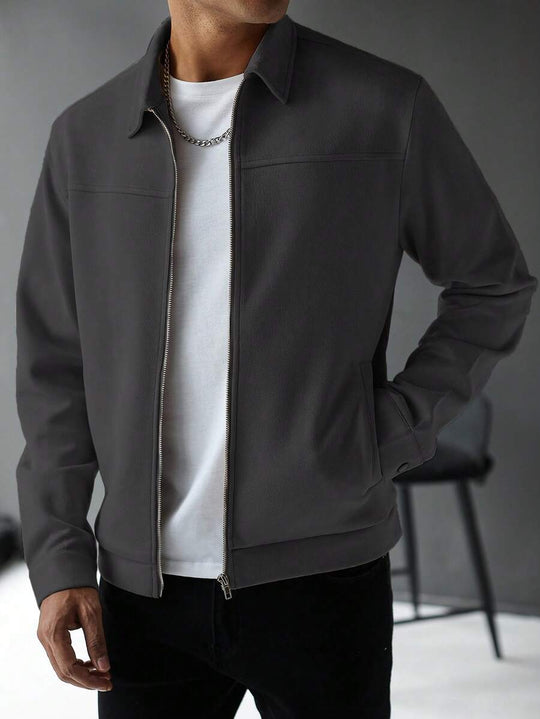 Schlichte Zip Jacke Herren Kragen Übergangsjacke