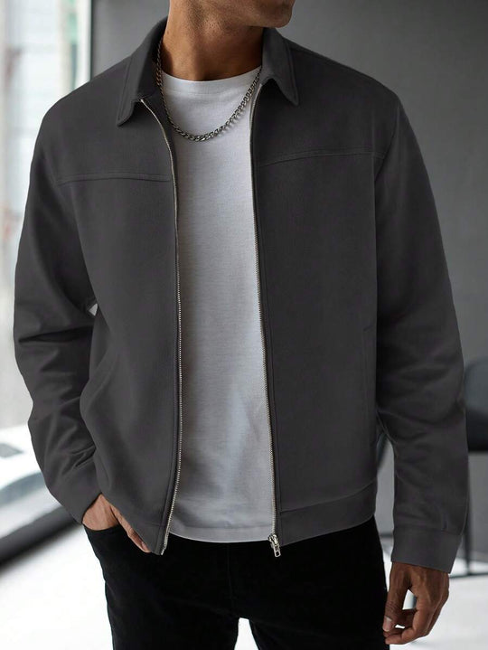 Schlichte Zip Jacke Herren Kragen Übergangsjacke