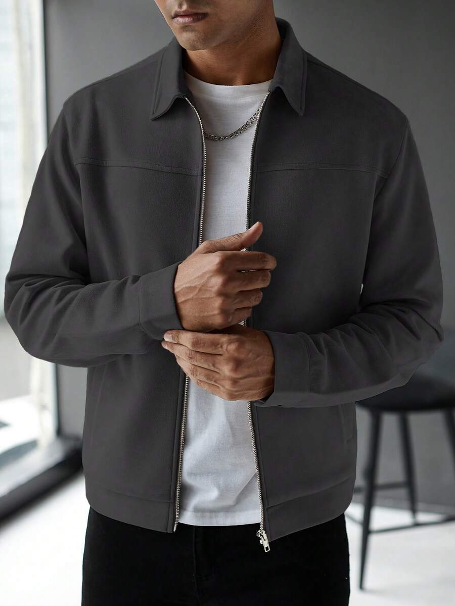 Schlichte Zip Jacke Herren Kragen Übergangsjacke