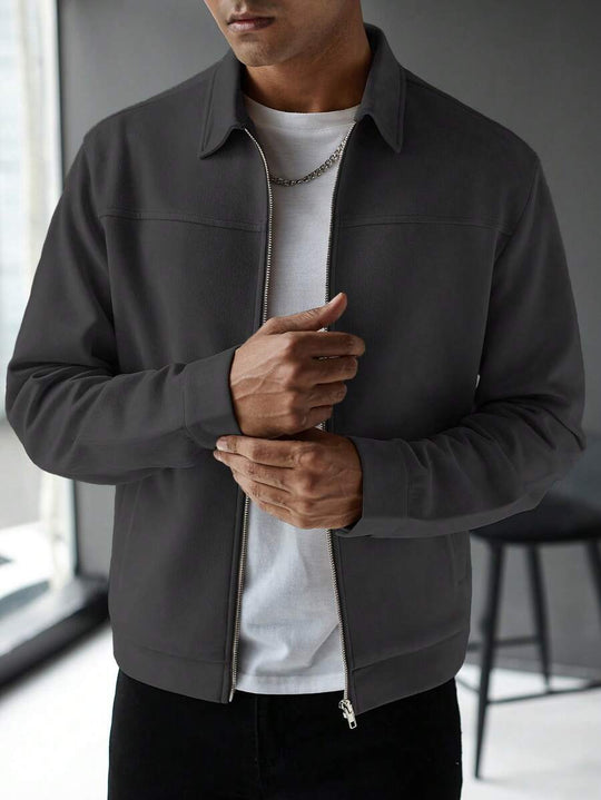 Schlichte Zip Jacke Herren Kragen Übergangsjacke