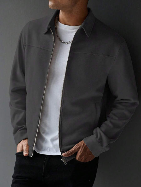 Schlichte Zip Jacke Herren Kragen Übergangsjacke