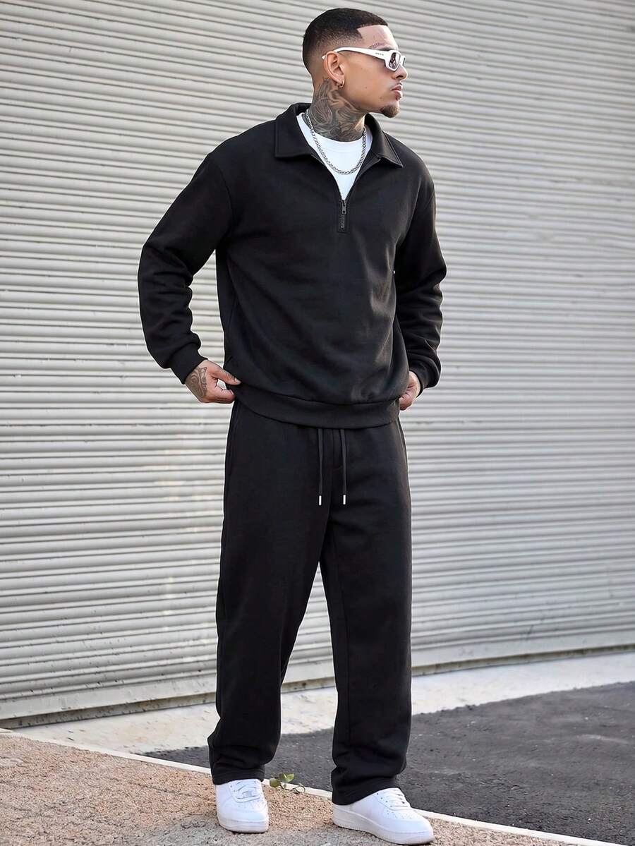 Sportlicher Zweiteiler Herren Halbzip Set Hose
