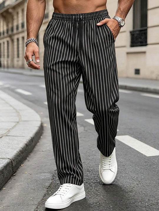 Gestreifte Stoffhose Herren Business Leicht Dehnbund