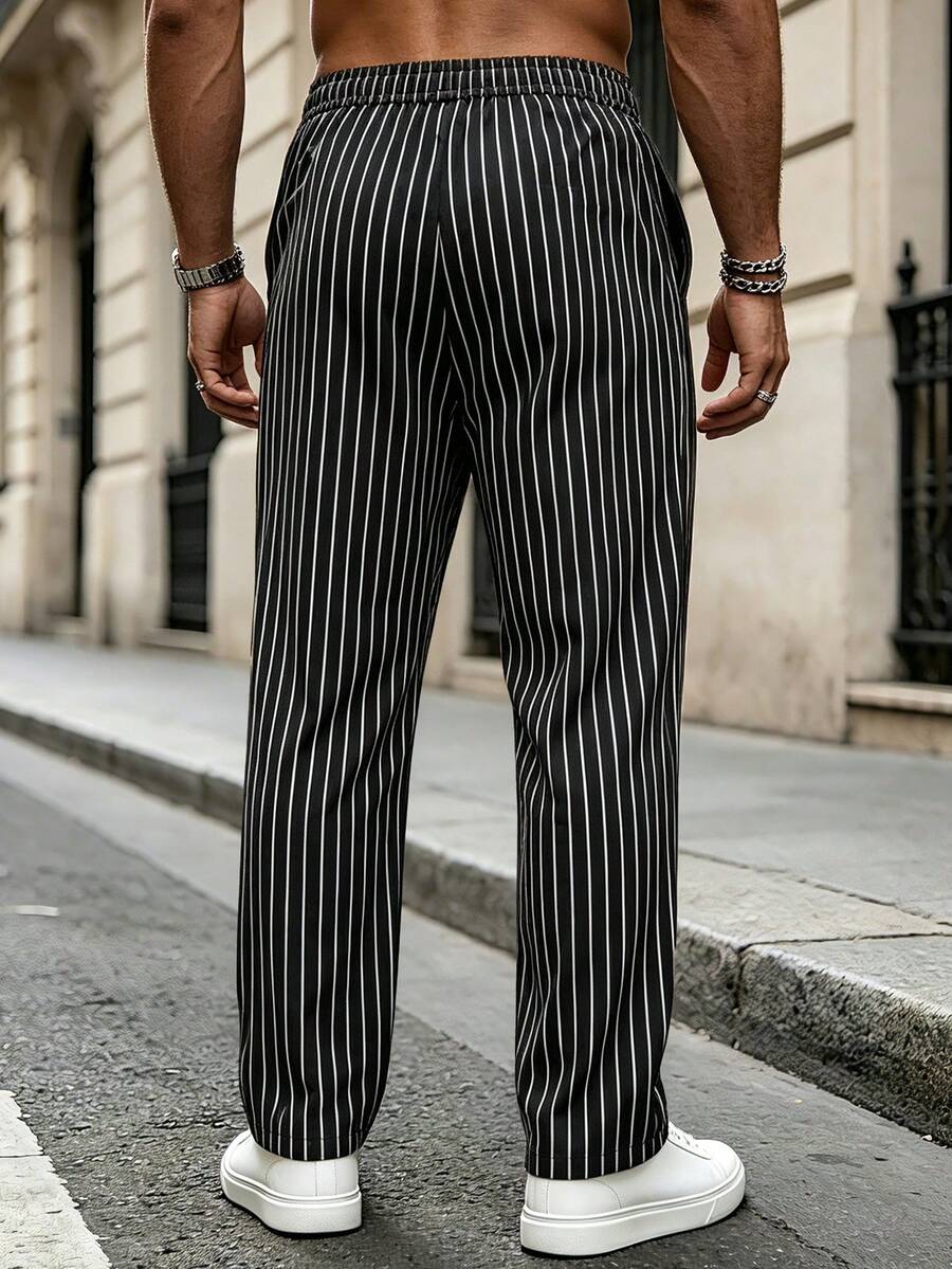 Gestreifte Stoffhose Herren Business Leicht Dehnbund