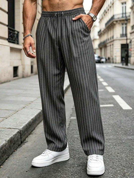 Gestreifte Stoffhose Herren Business Leicht Dehnbund
