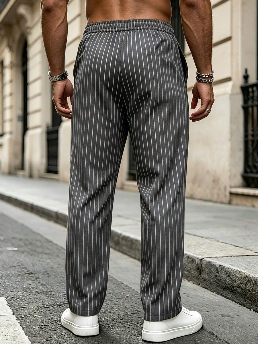 Gestreifte Stoffhose Herren Business Leicht Dehnbund