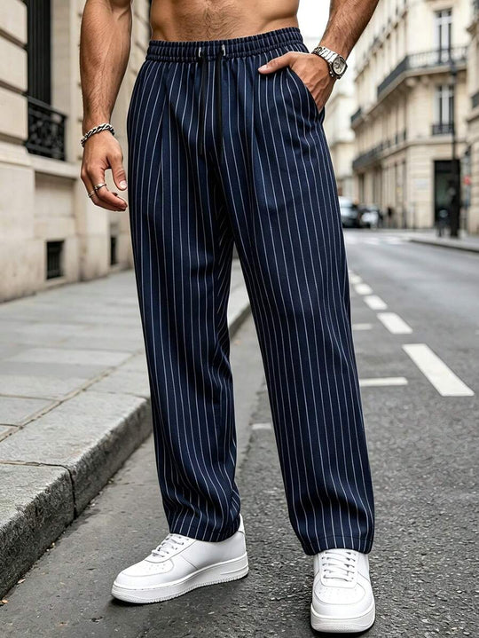 Gestreifte Stoffhose Herren Business Leicht Dehnbund