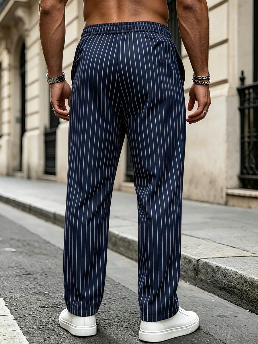 Gestreifte Stoffhose Herren Business Leicht Dehnbund