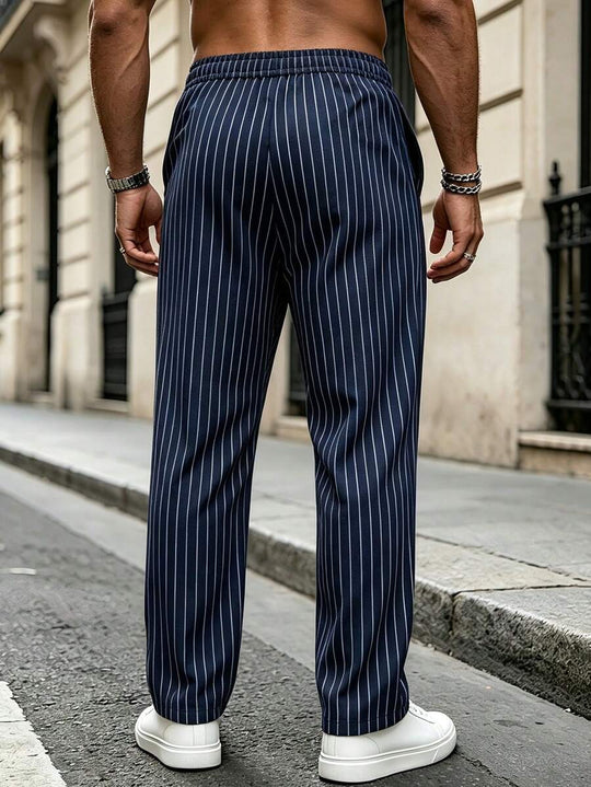 Gestreifte Stoffhose Herren Business Leicht Dehnbund