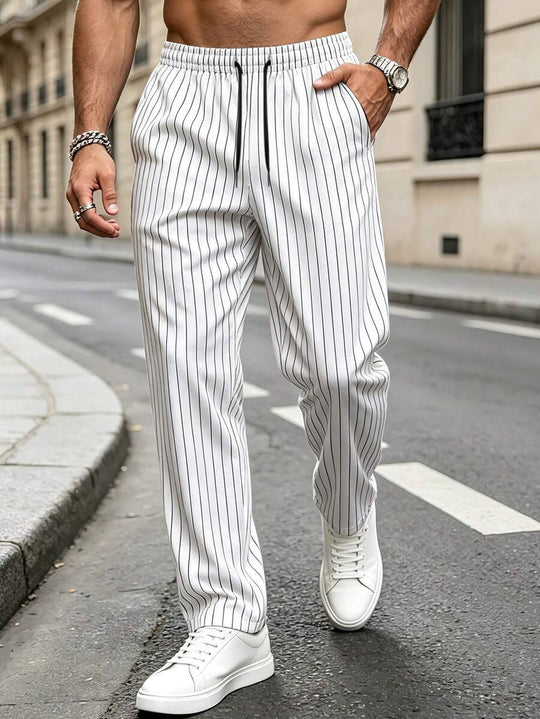 Gestreifte Stoffhose Herren Business Leicht Dehnbund