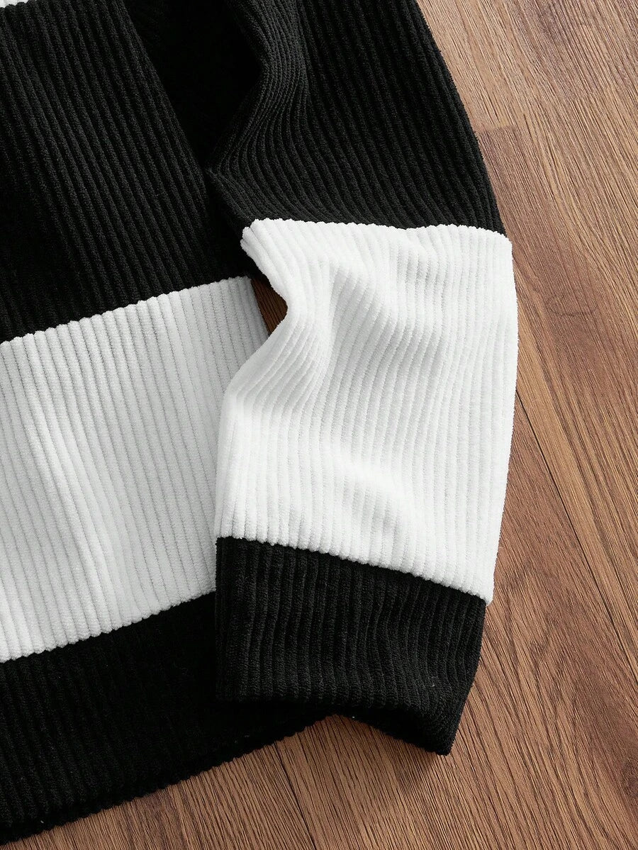 Gestreifter Troyer Pullover Herren Halbzip Strick