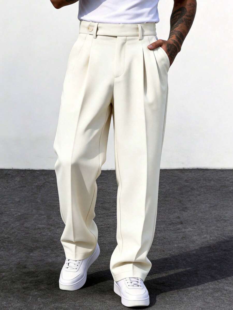 Vintage Anzughose Herren Gerade Locker Gefüttert