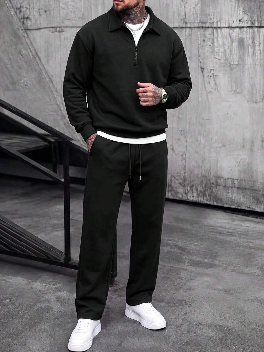 Sportlicher Zweiteiler Herren Halbzip Set Hose