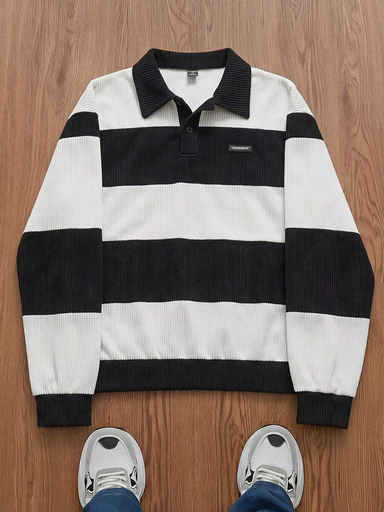 Gestreifter Troyer Pullover Herren Halbzip Strick