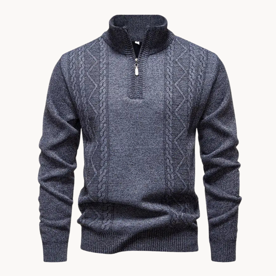Zip Pullover Herren Strick Sweater Casual Warm Winter