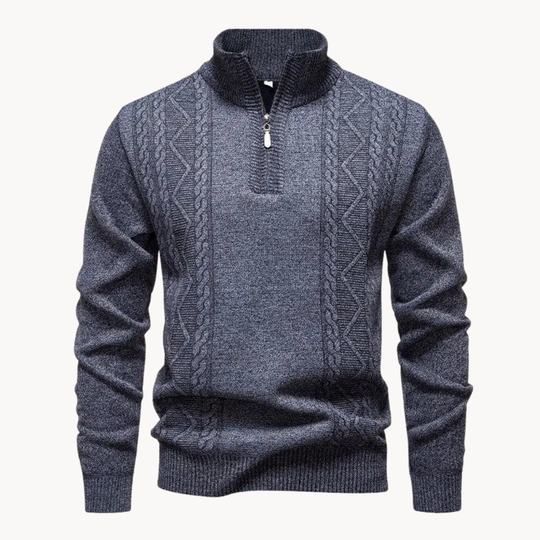 Zip Pullover Herren Strick Sweater Casual Warm Winter
