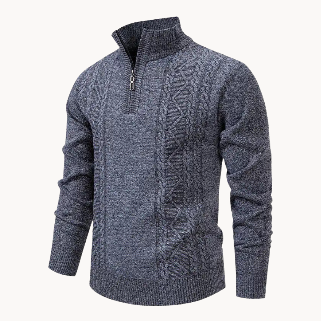 Zip Pullover Herren Strick Sweater Casual Warm Winter