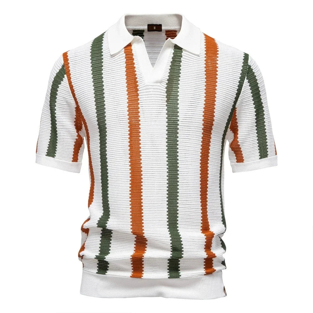 Klassisches Strick Poloshirt Herren Kurzarm Casual Polo