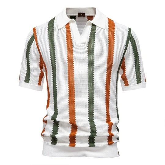 Klassisches Strick Poloshirt Herren Kurzarm Casual Polo