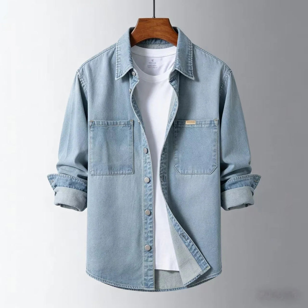 Denim Overshirt Herren Hemdjacke Washed Workwear Jacke