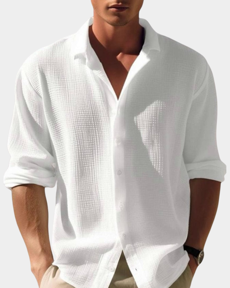 Lässiges Langarm Sommerhemd Herren Relaxed Fit Casual
