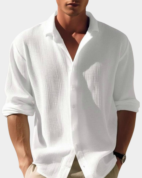 Lässiges Langarm Sommerhemd Herren Relaxed Fit Casual