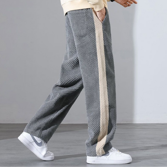 Waffelcord Jogger Herren Seitenstreifen Locker Weich