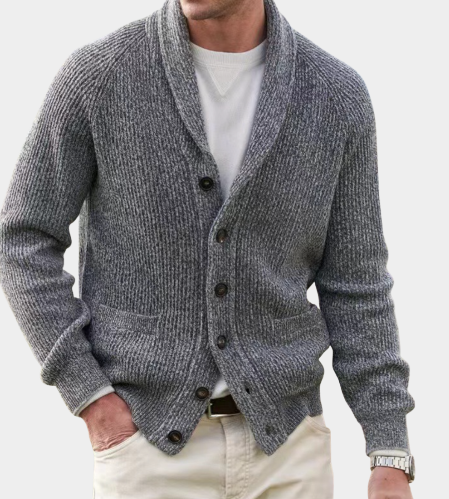 Schalkragen Cardigan Herren Strickjacke Klassisch Warm