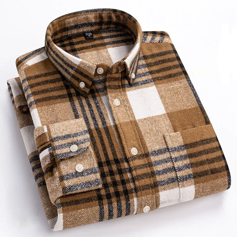 Baumwoll Flanellhemd Herren Langarm Warm Casual Winter