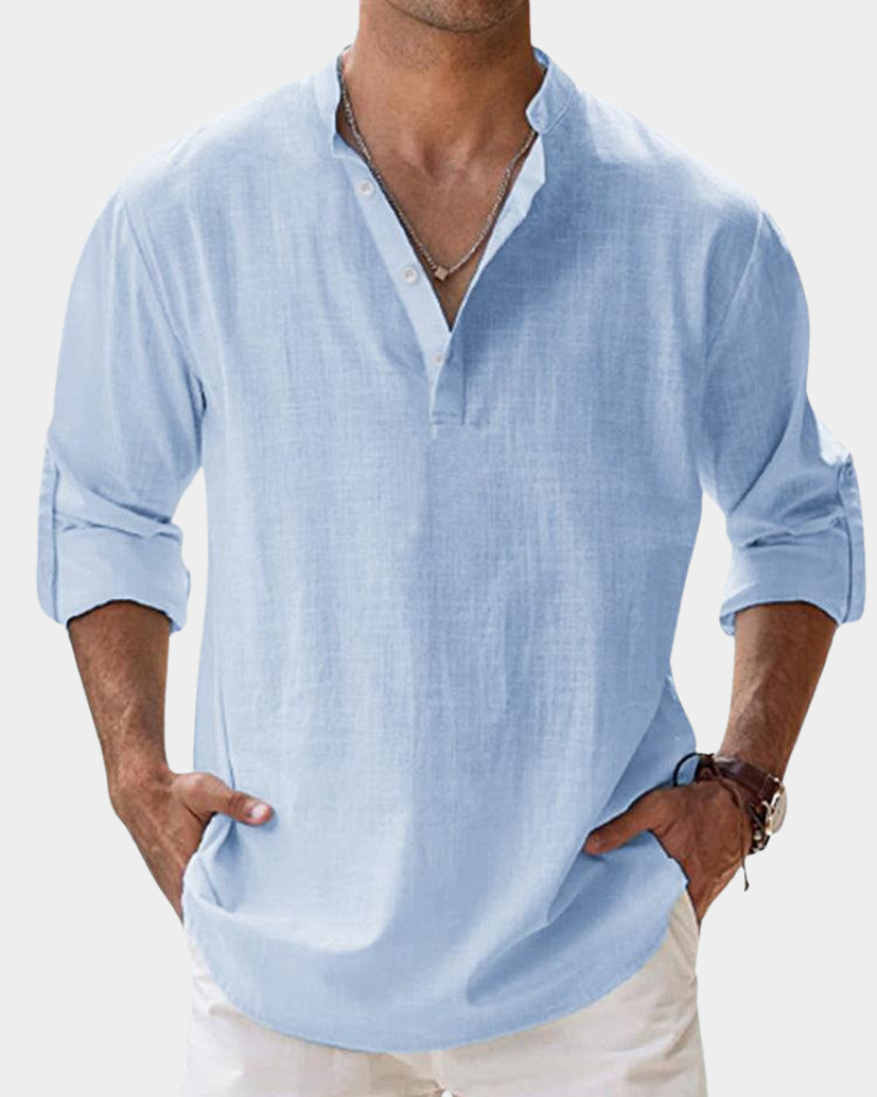 Gemütliches Langarm Freizeithemd Herren Casual Sommer