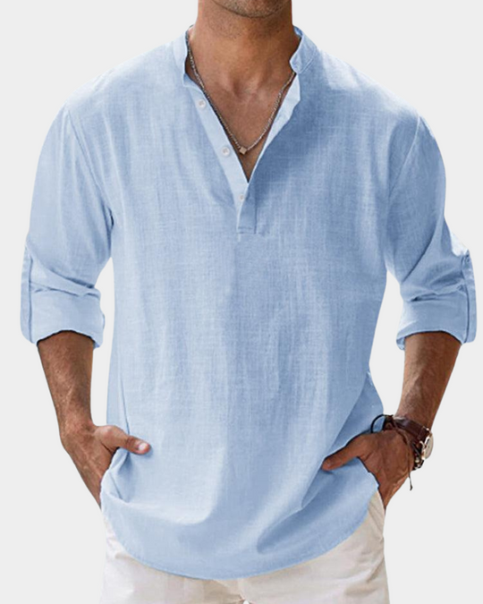 Gemütliches Langarm Freizeithemd Herren Casual Sommer