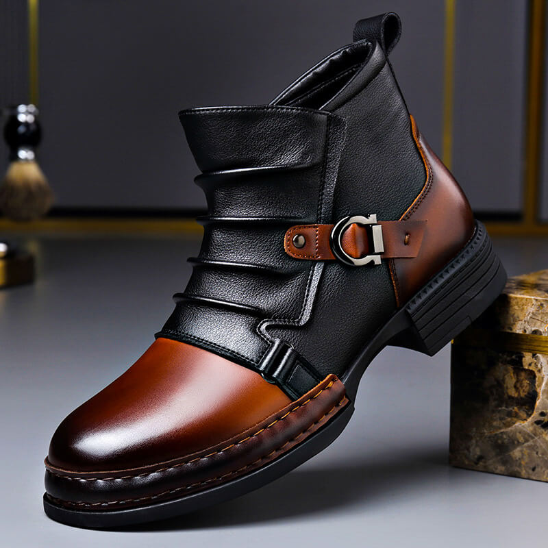 Herren Lederstiefel aus Echtleder – Elegante Stiefeletten in Braun