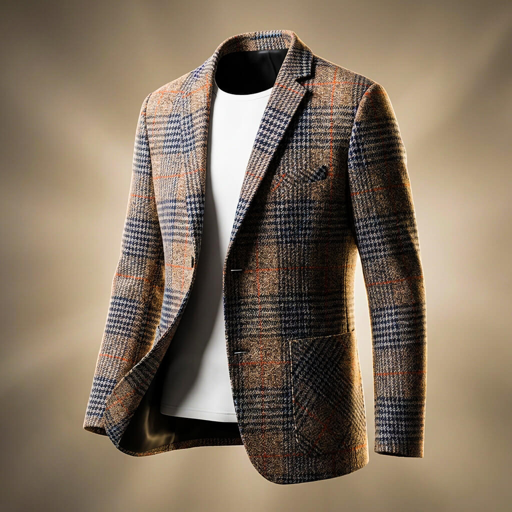 Hahnentritt Woll Blazer Herren Elegant Business Sakko
