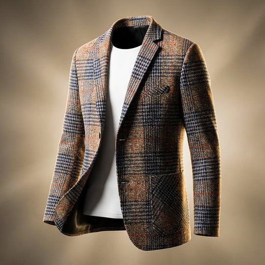 Hahnentritt Woll Blazer Herren Elegant Business Sakko