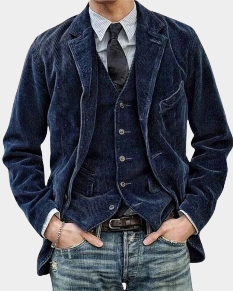 Blazer Weste Set Herren Zweiteiler Anzug Elegant