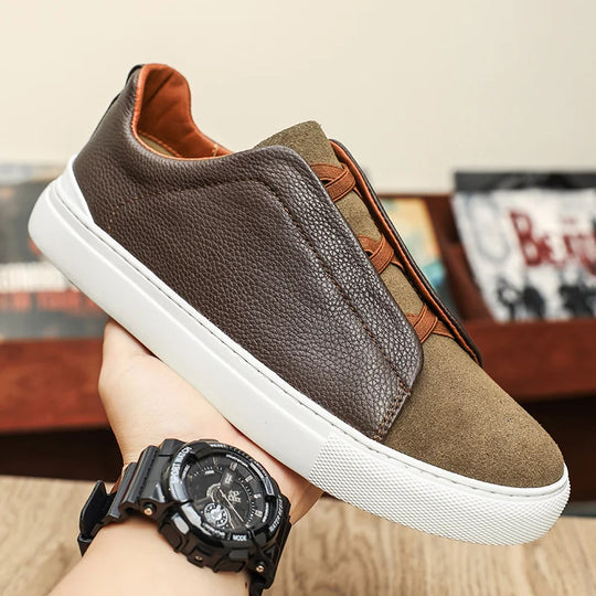 Leder Wildleder Sneaker Herren Slip-On Komfort Casual