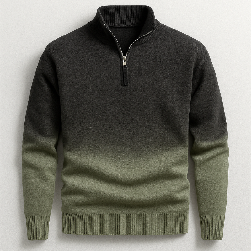 Farbverlauf Pullover Herren Halbzip Weicher Strick