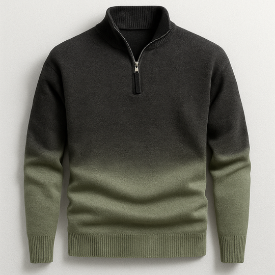 Farbverlauf Pullover Herren Halbzip Weicher Strick
