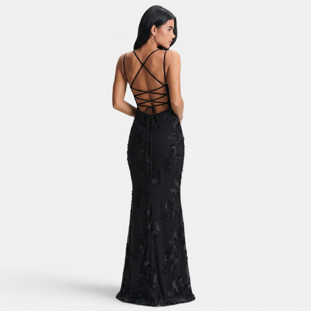 Spitzenkleid Damen Maxi Rückenfrei Abendkleid Elegant