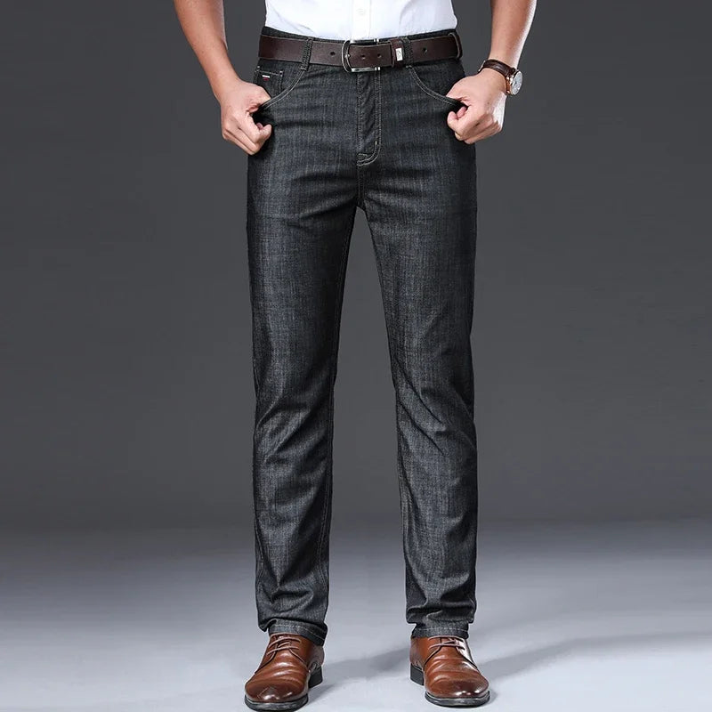 Smart Casual Jeans Herren Denim Gerade Regular Fit Hose