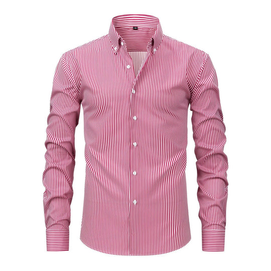 Gestreiftes Stretch Hemd Herren Langarm Smart Casual