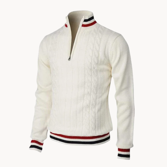 Zopfstrick Troyer Quarter-Zip Pullover Herren Strick