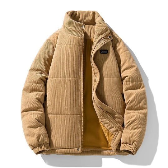 Cord Steppjacke Herren Hoher Kragen Zip Taschen Warm