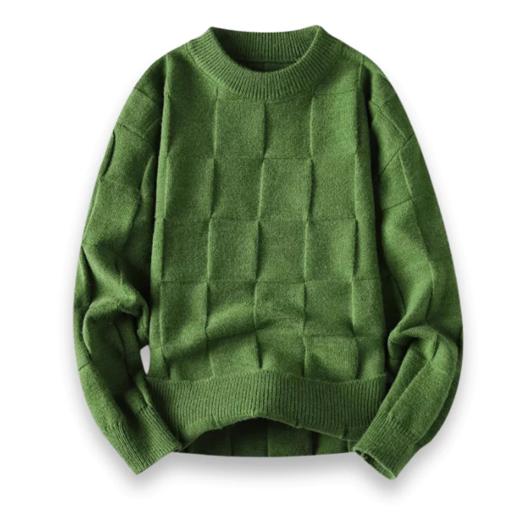 Karierter Strickpullover Herren Tailliert Zeitlos Weich