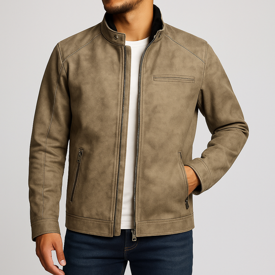 Distressed Lederjacke Herren Vintage Retro Biker