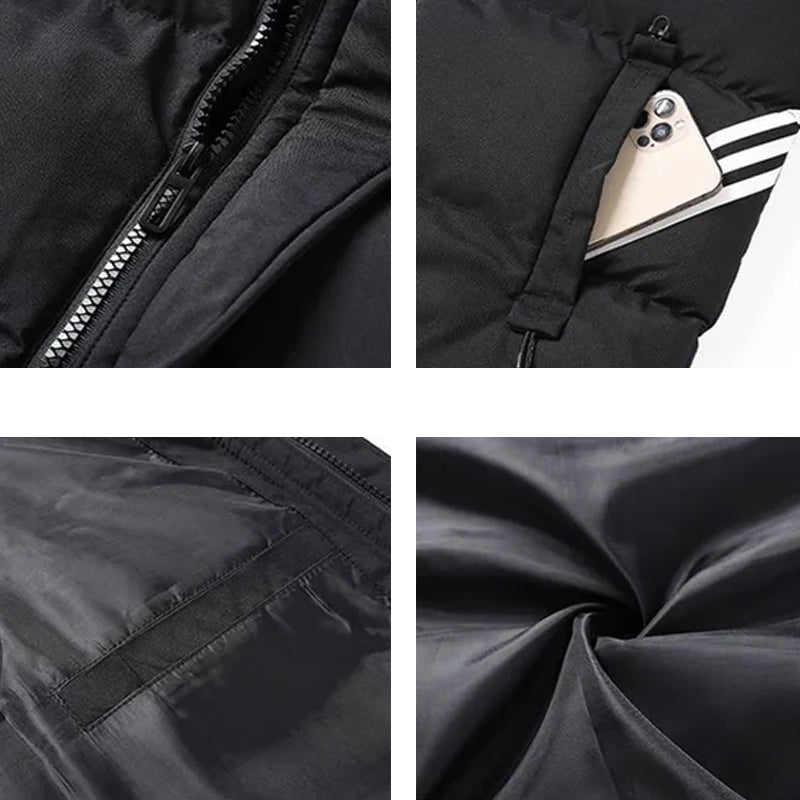 Gepolsterte Steppweste Herren Kapuze Zwei Taschen