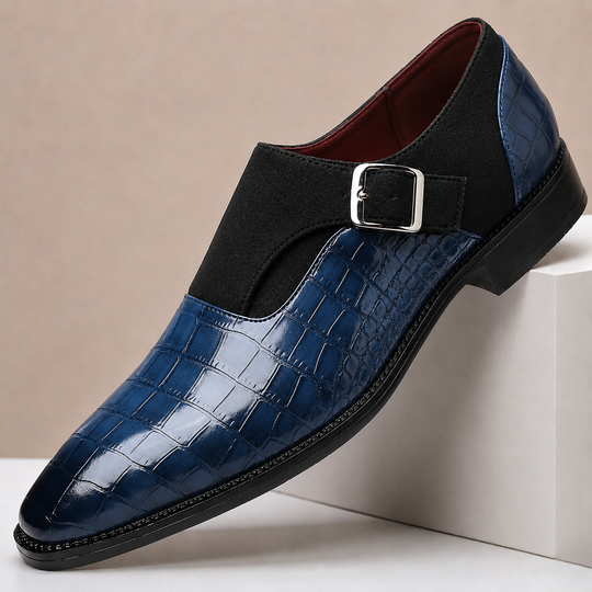 Monkstrap Schuhe Herren Leder Kroko-Prägung Business