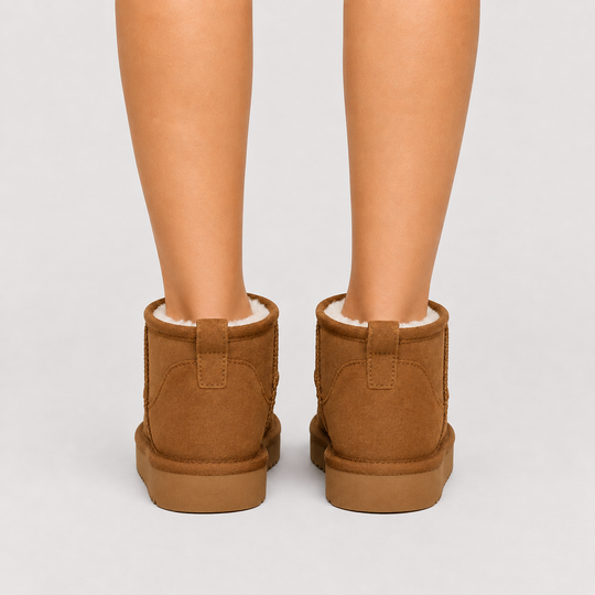 Winterboots Damen Kunstfell Warm Gefüttert Kurz Bequem