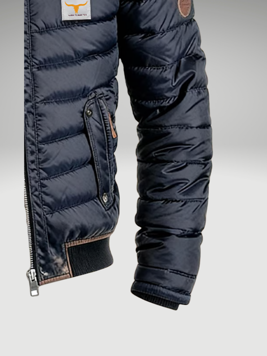 Gesteppte Jacke Herren Stehkragen Vintage Brusttaschen